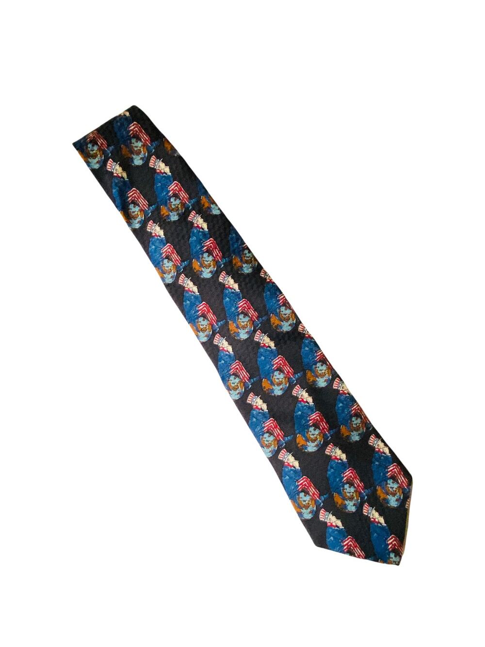 American Pop Uncle Sam Sitting On Top Of The World 100% Silk Tie 58"